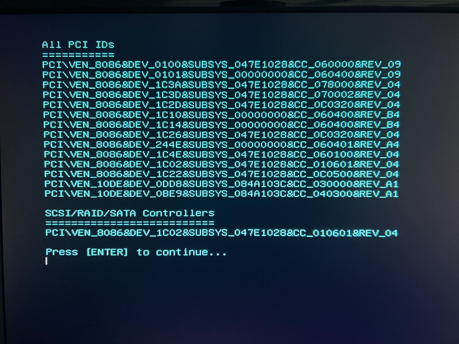 Hardware IDs listed before install